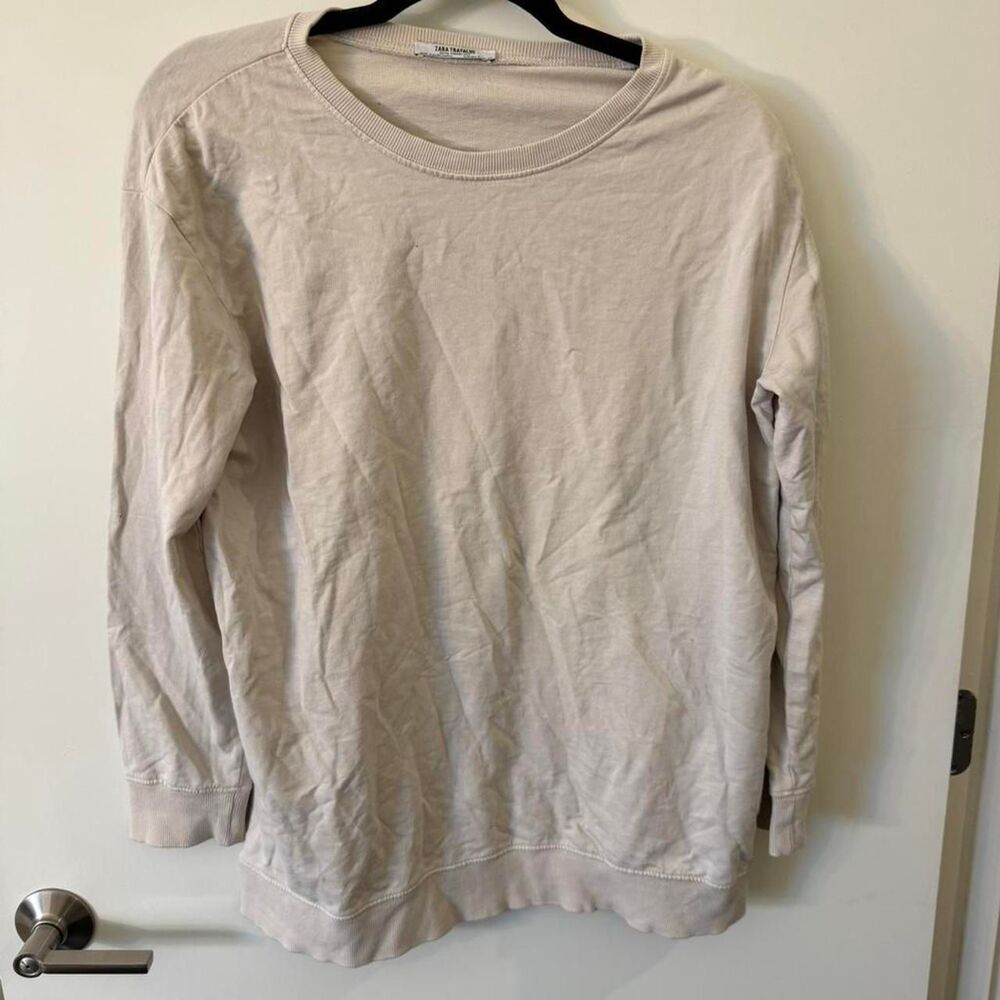 Zara Women's Cream and Tan Sweatshirt